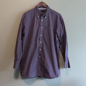 Tommy Hilfiger Men's Shirt 16.5 L Large Blue Red Check Long Sleeve Button Down